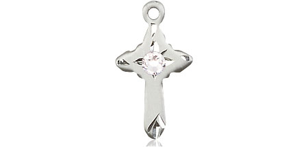 Sterling Silver Cross Medal with a 3mm Crystal Swarovski stone