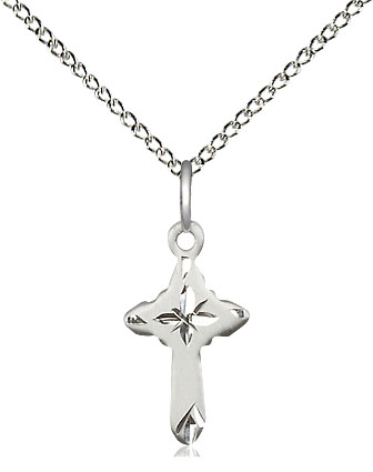 Sterling Silver Cross Pendant on a 18 inch Sterling Silver Light Curb chain