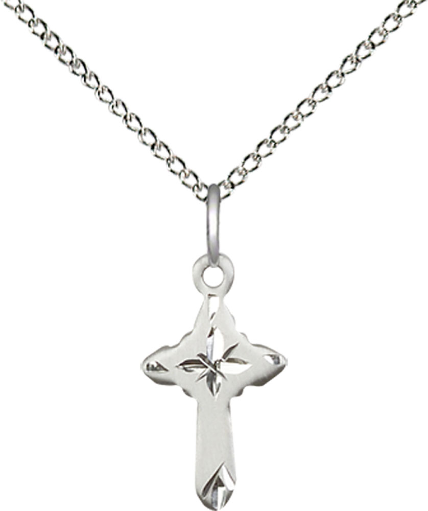 Sterling Silver Cross Pendant on a 18 inch Sterling Silver Light Curb chain