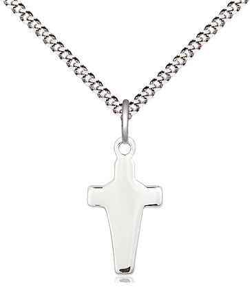 Sterling Silver Cross Pendant on a 18 inch Light Rhodium Light Curb chain