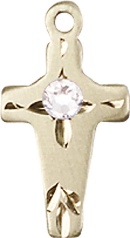 14kt Gold Filled Cross Medal with a 3mm Crystal Swarovski stone