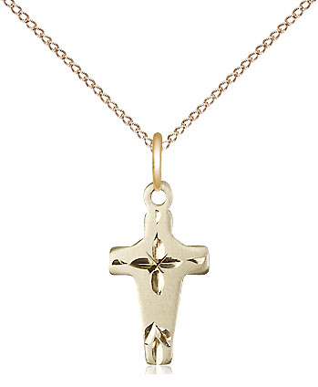 14kt Gold Filled Cross Pendant on a 18 inch Gold Filled Light Curb chain