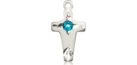 Sterling Silver Cross Medal with a 3mm Zircon Swarovski stone