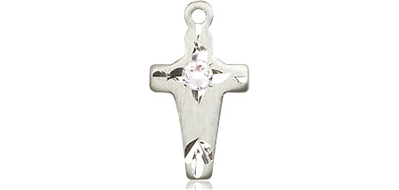 Sterling Silver Cross Medal with a 3mm Crystal Swarovski stone