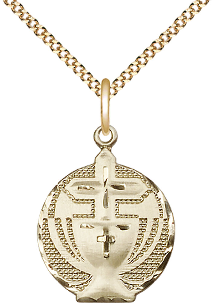 14kt Gold Filled Communion Pendant on a 18 inch Gold Plate Light Curb chain