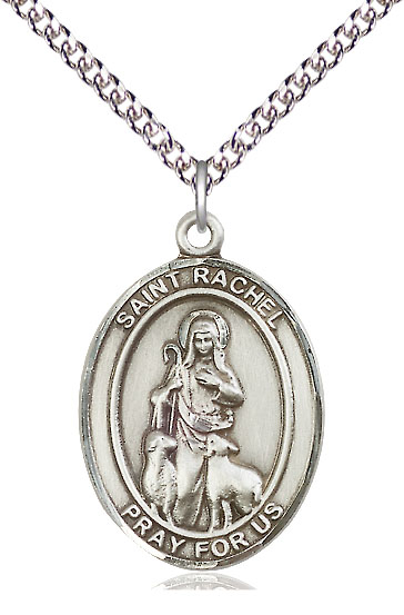 Sterling Silver Saint Rachel Pendant on a 24 inch Sterling Silver Heavy Curb chain