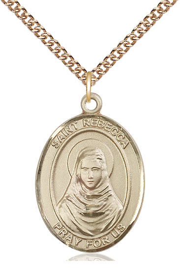 14kt Gold Filled Saint Rebecca Pendant on a 24 inch Gold Filled Heavy Curb chain
