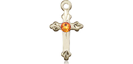 14kt Gold Filled Cross Medal with a 3mm Topaz Swarovski stone