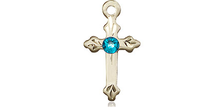 14kt Gold Filled Cross Medal with a 3mm Zircon Swarovski stone