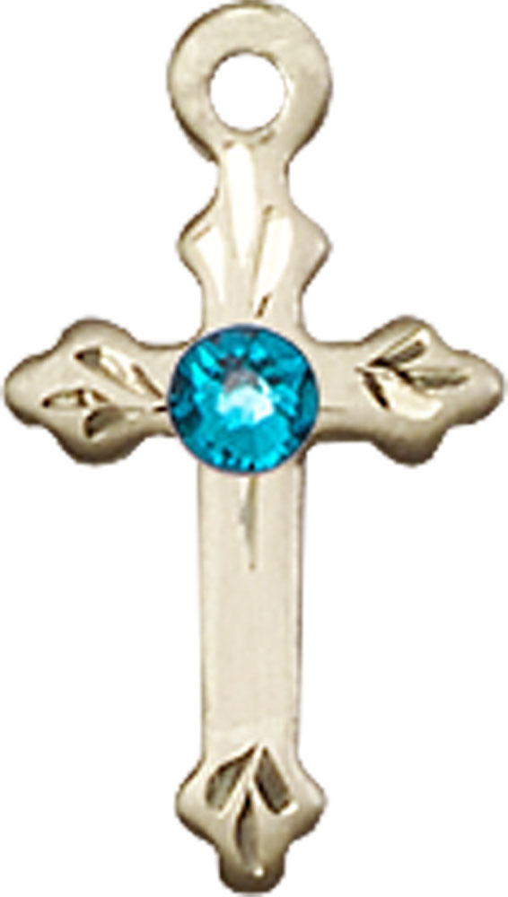 14kt Gold Filled Cross Medal with a 3mm Zircon Swarovski stone