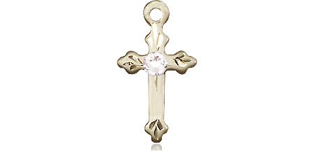 14kt Gold Filled Cross Medal with a 3mm Crystal Swarovski stone