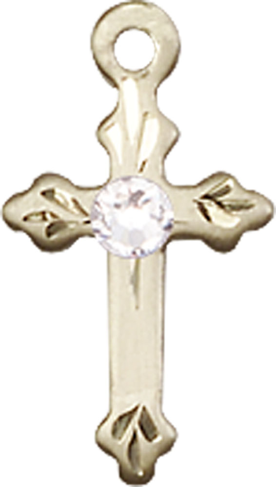 14kt Gold Filled Cross Medal with a 3mm Crystal Swarovski stone