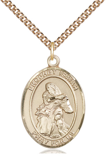 14kt Gold Filled Saint Isaiah Pendant on a 24 inch Gold Filled Heavy Curb chain