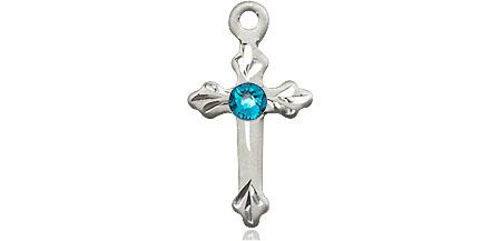 Sterling Silver Cross Medal with a 3mm Zircon Swarovski stone