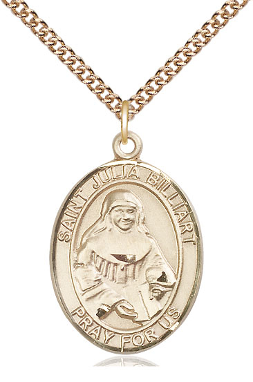 14kt Gold Filled Saint Julia Billiart Pendant on a 24 inch Gold Filled Heavy Curb chain