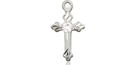 Sterling Silver Cross Medal with a 3mm Crystal Swarovski stone