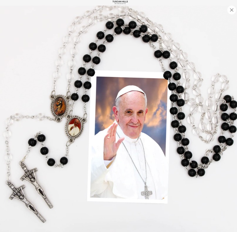 Black Bead Rosary Pope Francis
