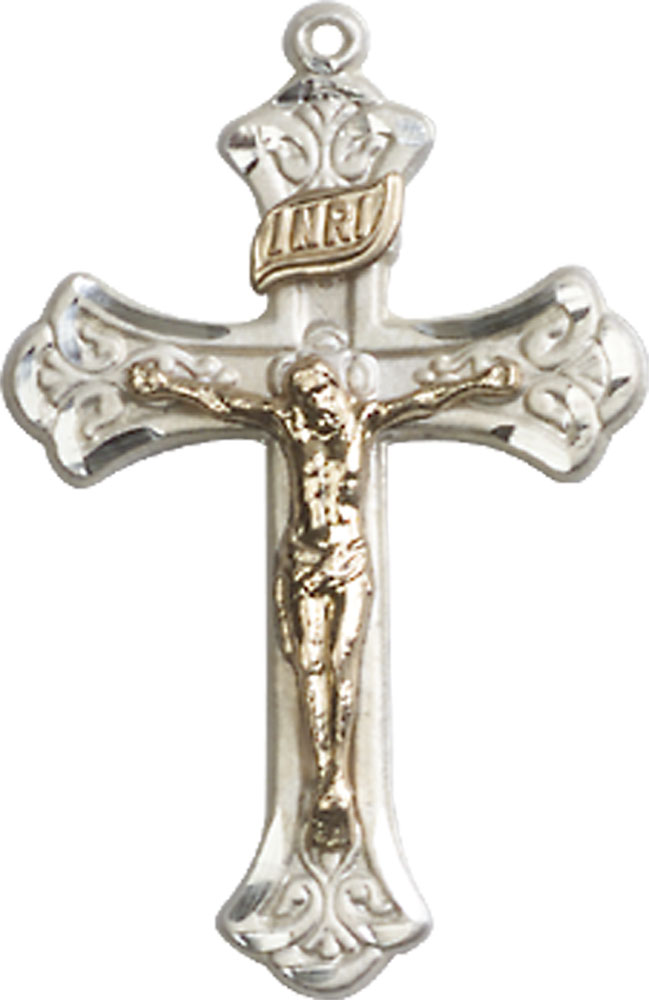 Two-Tone GF/SS Crucifix Medal - With Box