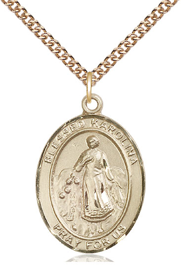 14kt Gold Filled Blessed Karolina Kozkowna Pendant on a 24 inch Gold Filled Heavy Curb chain