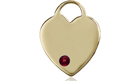 14kt Gold Filled Heart Medal with a 3mm Garnet Swarovski stone