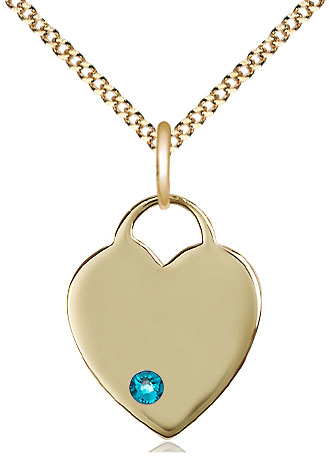 14kt Gold Filled Heart Pendant with a 3mm Zircon Swarovski stone on a 18 inch Gold Plate Light Curb chain