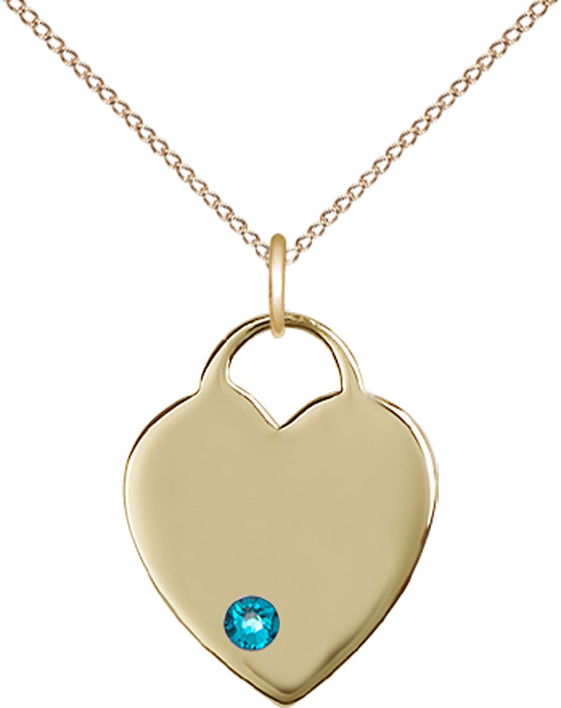 14kt Gold Filled Heart Pendant with a 3mm Zircon Swarovski stone on a 18 inch Gold Filled Light Curb chain