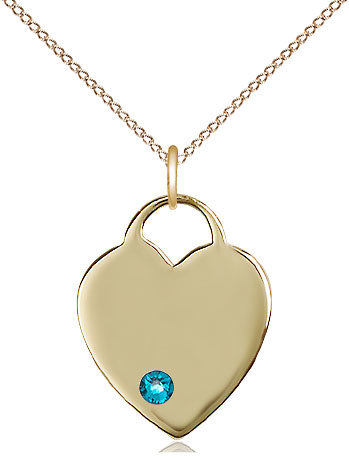 14kt Gold Filled Heart Pendant with a 3mm Zircon Swarovski stone on a 18 inch Gold Filled Light Curb chain