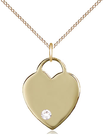 14kt Gold Filled Heart Pendant with a 3mm Crystal Swarovski stone on a 18 inch Gold Filled Light Curb chain