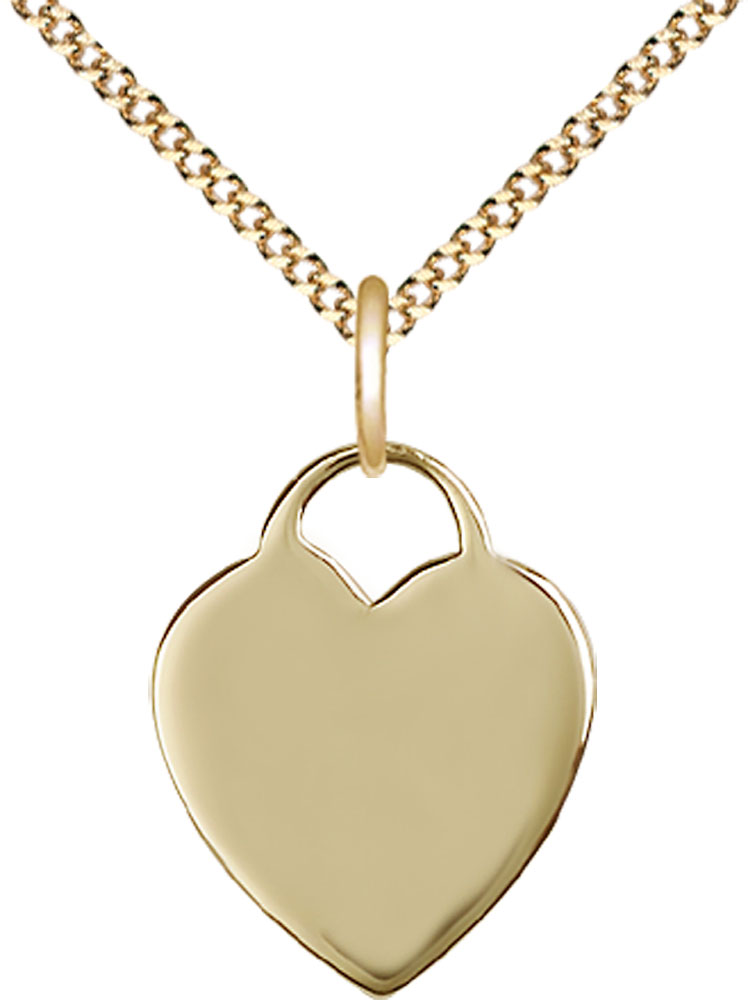 14kt Gold Filled Heart Pendant on a 18 inch Gold Plate Light Curb chain