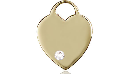 14kt Gold Heart Medal with a 3mm Crystal Swarovski stone