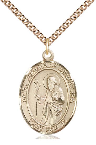 14kt Gold Filled Saint Joseph of Arimathea Pendant on a 24 inch Gold Filled Heavy Curb chain