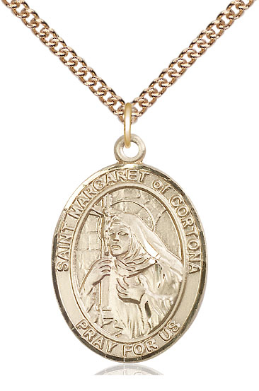 14kt Gold Filled Saint Margaret of Cortona Pendant on a 24 inch Gold Filled Heavy Curb chain