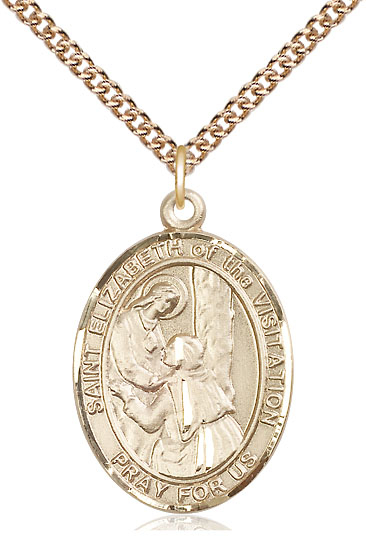 14kt Gold Filled Saint Elizabeth of the Visitation Pendant on a 24 inch Gold Filled Heavy Curb chain