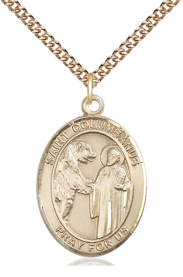 14kt Gold Filled Saint Columbanus Pendant on a 24 inch Gold Filled Heavy Curb chain