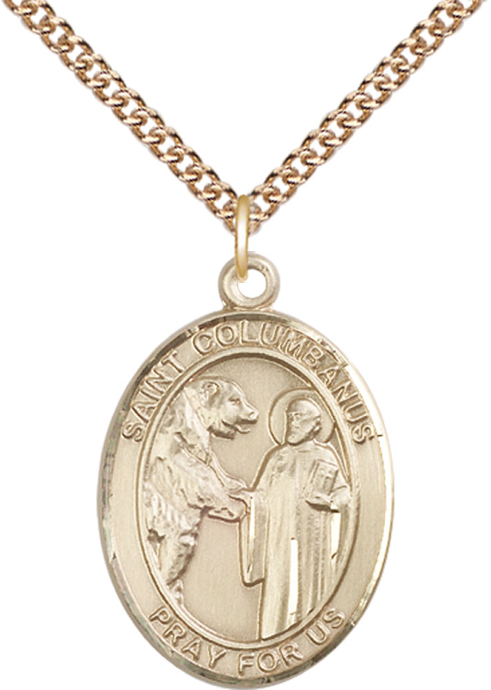 14kt Gold Filled Saint Columbanus Pendant on a 24 inch Gold Filled Heavy Curb chain