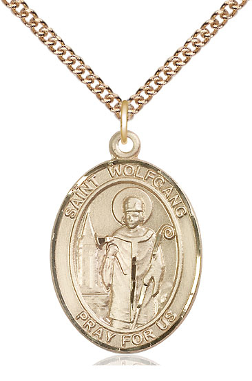 14kt Gold Filled Saint Wolfgang Pendant on a 24 inch Gold Filled Heavy Curb chain