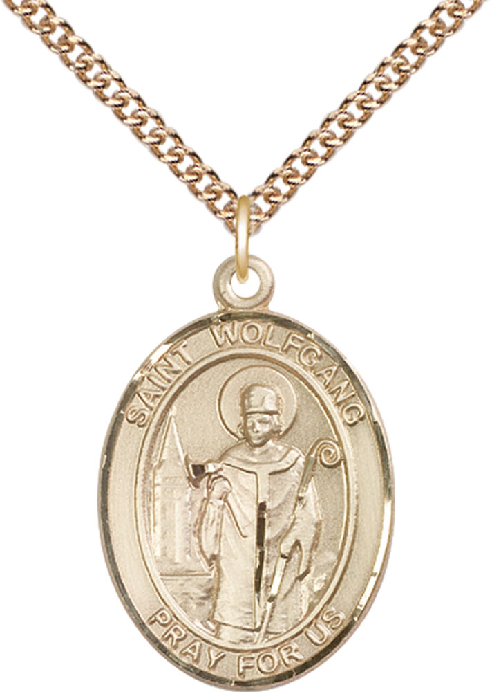 14kt Gold Filled Saint Wolfgang Pendant on a 24 inch Gold Filled Heavy Curb chain