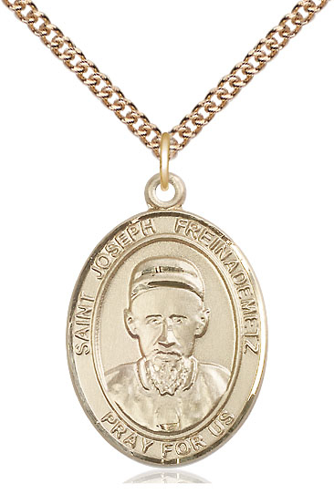 14kt Gold Filled Saint Joseph Freinademetz Pendant on a 24 inch Gold Filled Heavy Curb chain