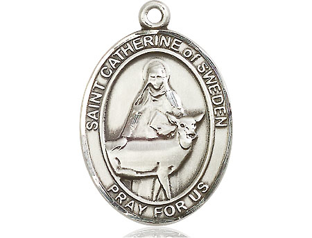 Sterling Silver Saint Catherine of Sweden Medal