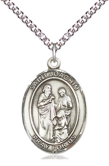 Sterling Silver Saint Joachim Pendant on a 24 inch Sterling Silver Heavy Curb chain