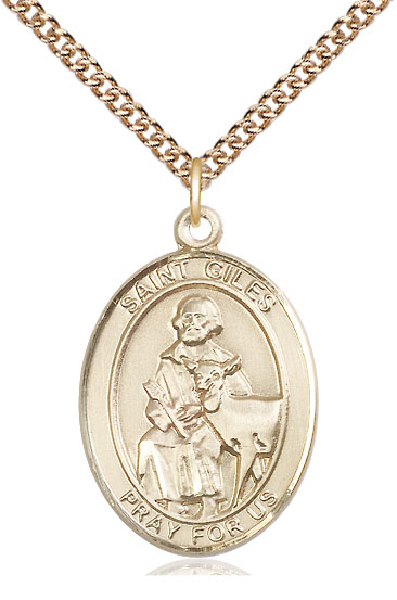 14kt Gold Filled Saint Giles Pendant on a 24 inch Gold Filled Heavy Curb chain