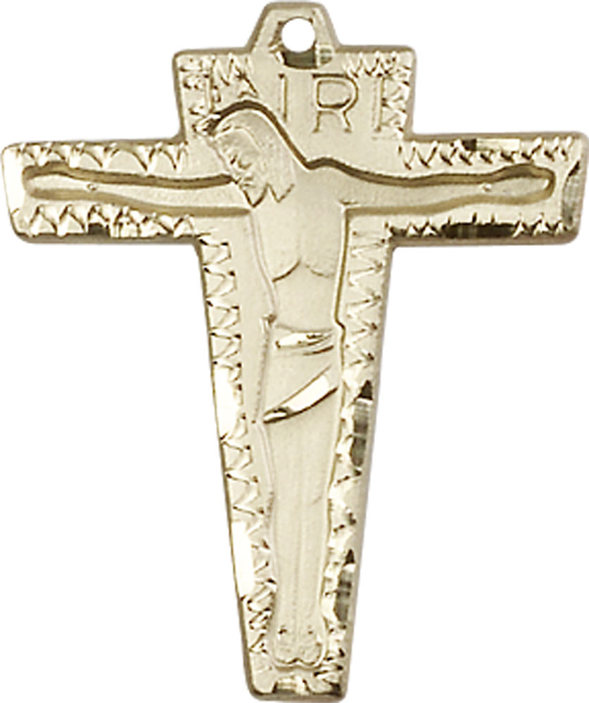 14kt Gold Primative Crucifix Medal