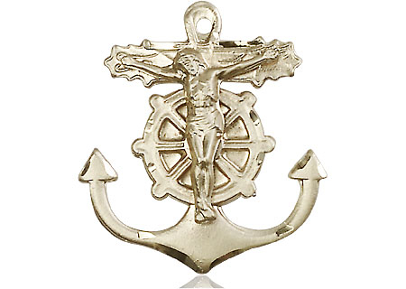 14kt Gold Anchor Crucifix Medal