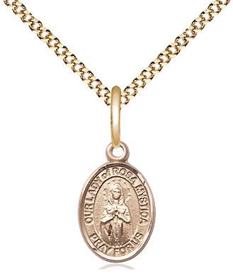 14kt Gold Filled Our Lady of Rosa Mystica Pendant on a 18 inch Gold Plate Light Curb chain