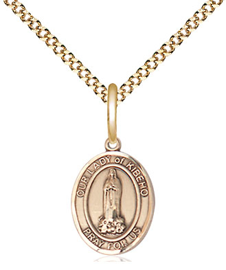 14kt Gold Filled Our Lady of Kibeho Pendant on a 18 inch Gold Plate Light Curb chain