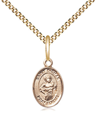 14kt Gold Filled Saint Dismas Pendant on a 18 inch Gold Plate Light Curb chain