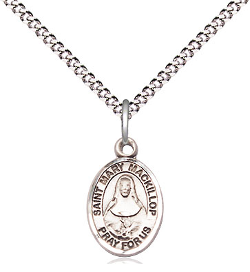 Sterling Silver Saint Mary Mackillop Pendant on a 18 inch Light Rhodium Light Curb chain