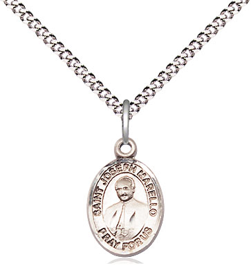 Sterling Silver Saint Joseph Marello Pendant on a 18 inch Light Rhodium Light Curb chain