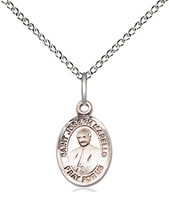 Sterling Silver Saint Joseph Marello Pendant on a 18 inch Sterling Silver Light Curb chain