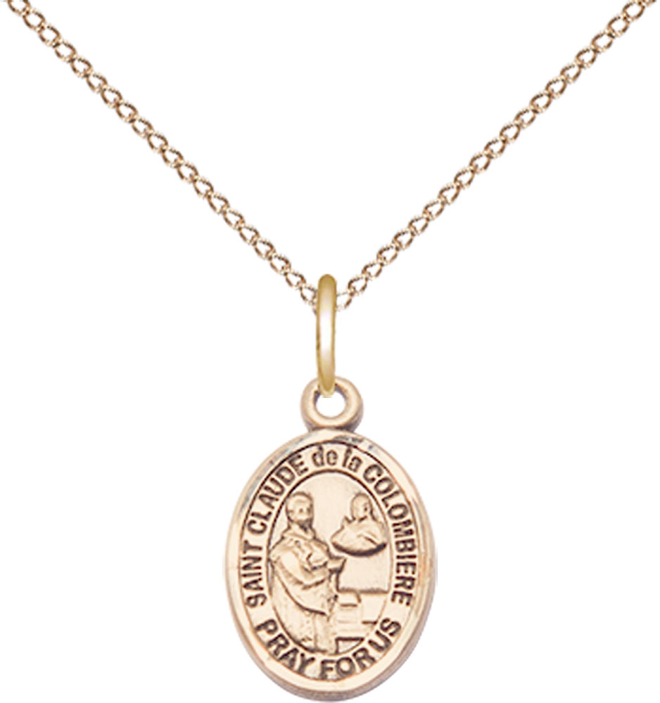 14kt Gold Filled Saint Claude de la Colombiere Pendant on a 18 inch Gold Filled Light Curb chain